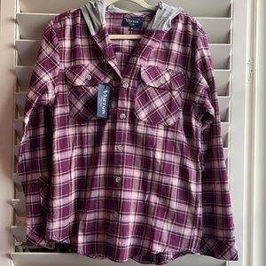 Women Top button down, size  M, Long Sleeve, hoodie 100% cotton